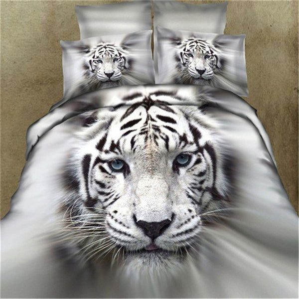 3 PCS Bedding Sets 3D Animal Tiger Head Printing Quilt Cover Pillowcase For Full Size