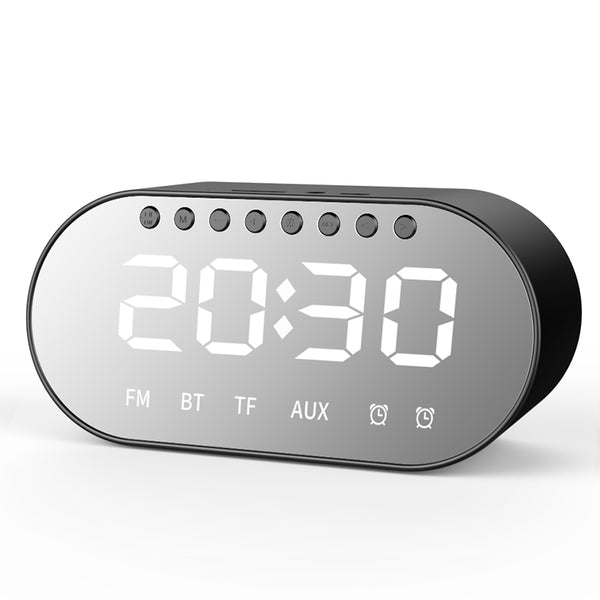 Bakeey T1 Wireless bluetooth Speaker Dual Drivers Dual Alarm Clock LED Display FM Radio TF Card Heavy Bass Stereo Speaker with Mic