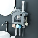 Dust-Proof Punch Free Toothbrush Holder with Cups Automatic Toothpaste Squeezer Dispenser Hair Dryer Holder Rack Home Storage Organizer Set
