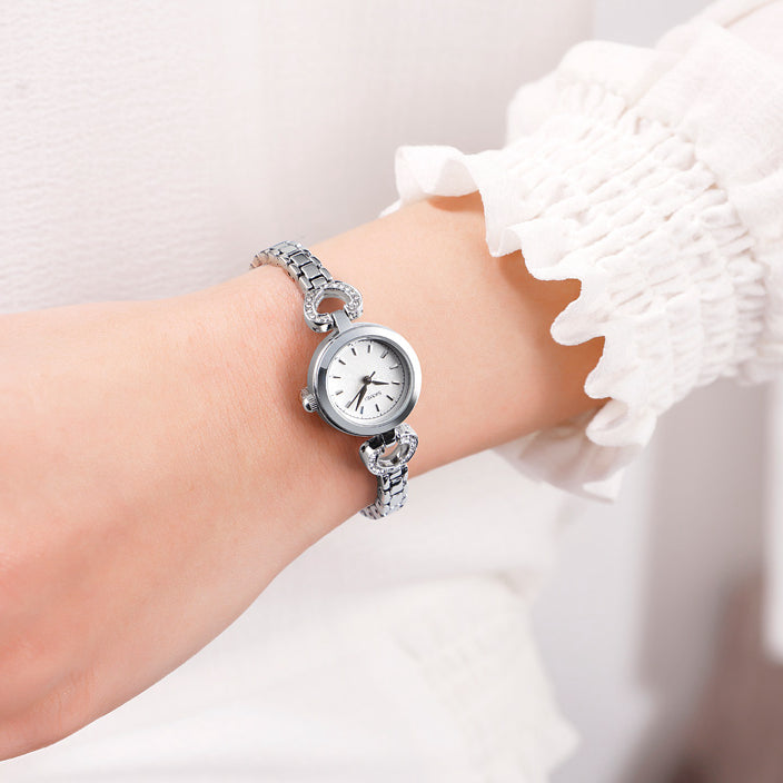SKMEI 1408 Luxury Crystal Stainless Steel Elegant Fashion Women Wristwatch Quartz Watch