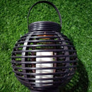 Solar Power Lamp Camping Light Waterproof Outdoor Garden Hanging Lamp Round Rattan Lantern