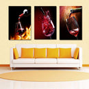 Miico Hand Painted Three Combination Decorative Paintings Red W-ine Glass Wall Art For Home Decoration