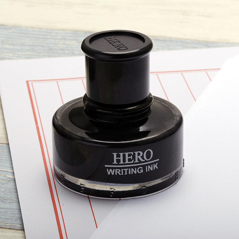 HERO 20/25/50/60ml Bottled Glass Smooth Writing Fountain Pen Ink Non-carbon Waterproof Ink Refill Students Stationery Office School Supplies 201 202 203 204 400 440 8801 8802 8804 8808 9001 9002