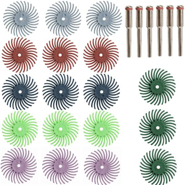 24pcs 80-1000 Grit Radial Bristle Disc Brush Polishing Burr with 3mm Mandrels