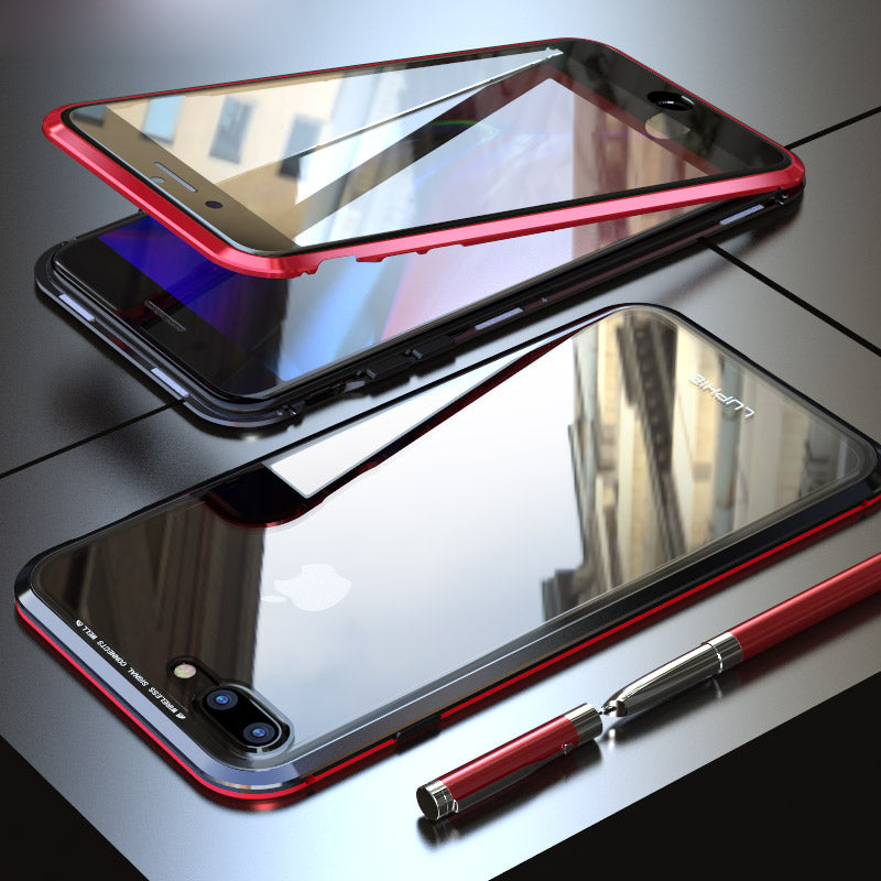 Luphie 360 Front Screen Protector & Back Glass Cover Metal Magnetic Adsorption Protective Case For iPhone XR/XS/XS Max/X/7/7 Plus/8/8 Plus