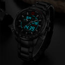 NAVIFORCE NF9093 Fashion Men Dual Display Watch Multifunction Stainless Steel Quartz Watch