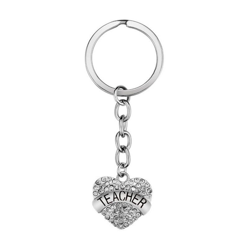 Teachers' Day Keychain Crystal Heart Alloy Gift Key Ring Key Chain