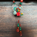 Vintage Bee Agate Sweater Chain Necklace Ethnic Long Style Necklace For Women