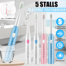 5 Modes Electric Toothbrush Mute Soft Sonic USB Rechargeable Waterproof Tooth Cleaner With 4 Brushes