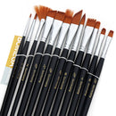 BGLN 021-A0015-T 12 Pcs/set Nylon Hair Short Rod Paint Brushes Flat Painting Brush For Oil Acrylic Brush Pens School Students Art Supplies