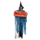 Halloween Tools Scary Welcome Sign Hanging Skeleton Voice Lights Eyes for Halloween Decorations