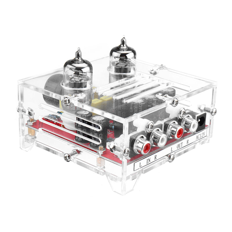 XH-A201 HiFi 6J1 Tube Preamplifier Board Class A Amplifier Audio Finished Board Pre-amp with Crystal Shell