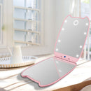 Women LED 180 Foldable Makeup Mirror Light Cosmetic Folding 2X Magnifying Mirror + Flat Mirror 8 LED Lights  2 Sided Lamps Hand Mirror Tools