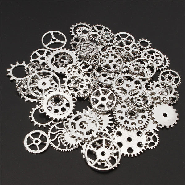 60-70Pcs Steampunk Altered Art Craft Cyberpunk Gear Wheels Decoration Part