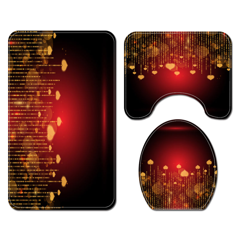 Honana 4PCS Bathroom Waterproof Shower Curtain Toilet Seat Covers Pedestal Rug Bath Mat Bathroom Decor