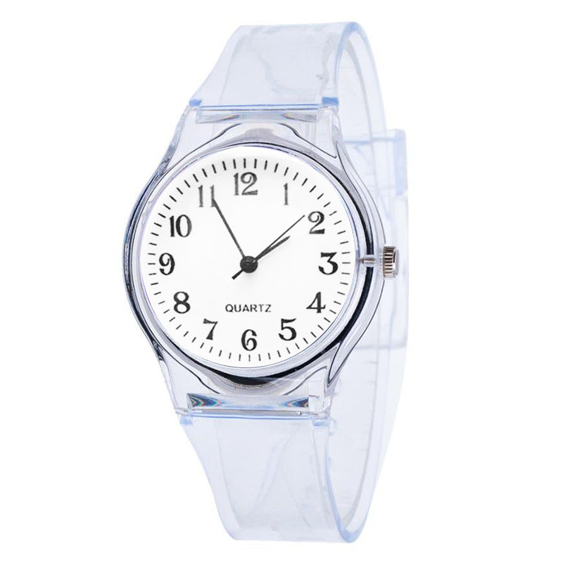 Deffrun Transparent Unique Style Student Wrist Watch Silicone Watch Band Quartz Watch