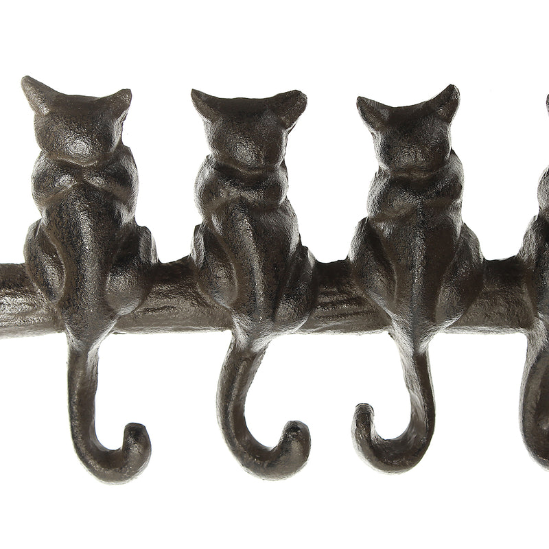 Cat Kitten Tail Cast Iron Wall Hook 6 Hooks Coat Keys Towel Rack Cloth Hanger Home Organizer