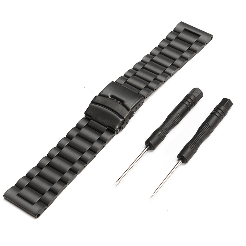 Black Metal Stainless Steel Watch Wrist Band Strap for Garmin Fenix 3/HR