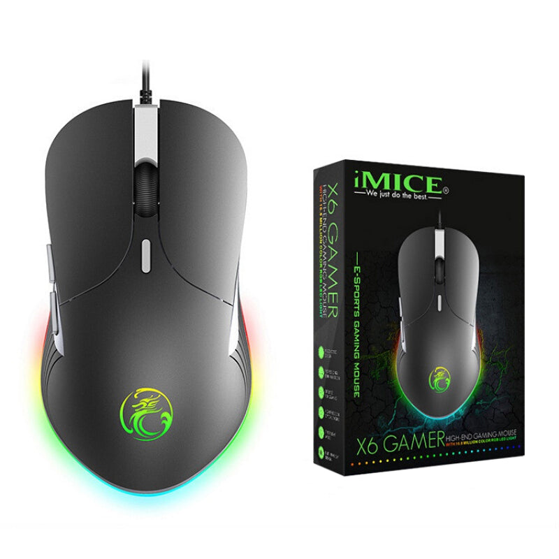 imice X6 USB Wired RGB Gaming Mouse High Configuration Computer Gamer Professional 6400DPI Version for Laptop PC Computer