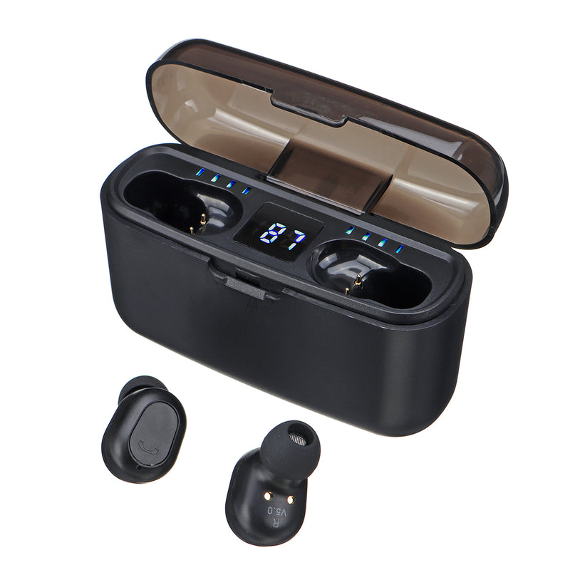 TWS Mini bluetooth LED Digital Display Earphone Waterproof Auto Pair Headset with 2000mAh Power Bank