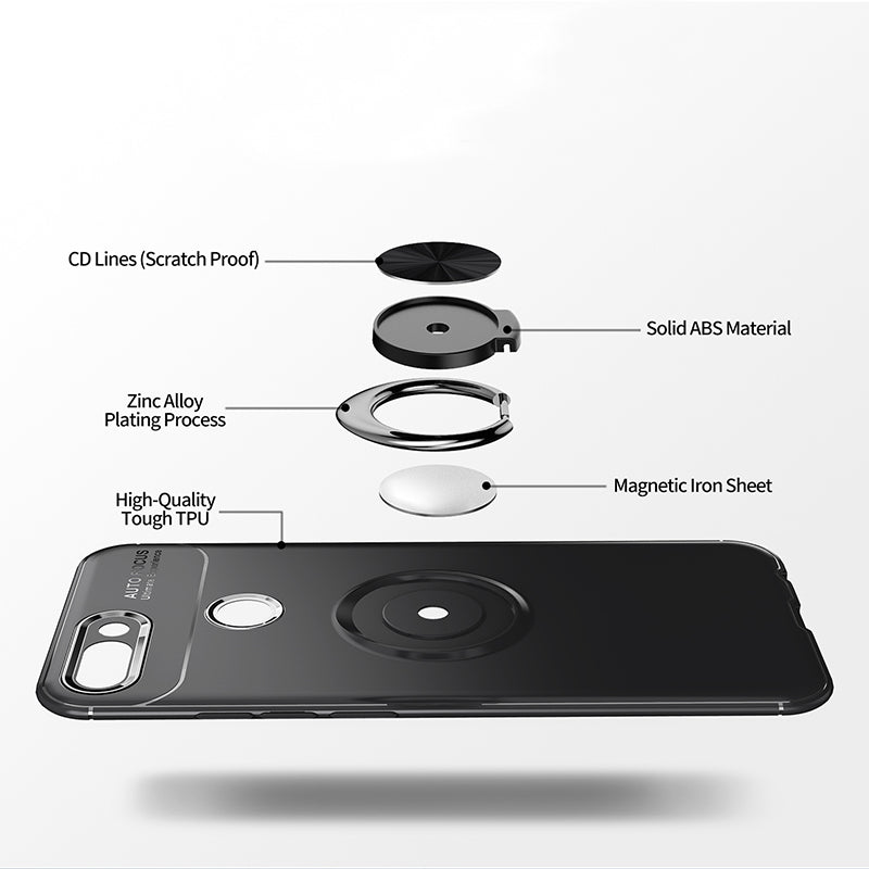 Bakeey Shockproof Thin Back Cover Protective Case with Finger Ring Holder for Xiaomi Mi8 Lite