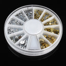 6 Sizes Silver Gold Metal Round Studs Nail Art Decoration Wheel