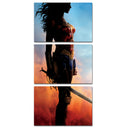 Miico Hand Painted Three Combination Decorative Paintings Wonder Woman Wall Art For Home Decoration