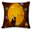 18'' LED Lights Halloween Pumpkin Cushion Cover Square Pillow Case Sofa Decor