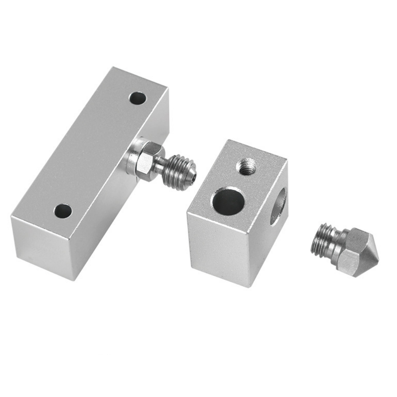 Full Metal MK10 Hotend Kit 0.4mm Nozzle + Throat + 2 Aluminum Heating Block DIY Kit for 3D Printers fits Wanhao i3 Wanhao i3 Plus