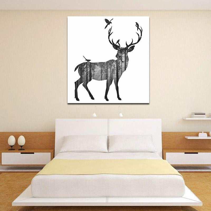 Miico Hand Painted Oil PaintingsSimple Style-CSide Face DeerWall Art For Home Decoration Paintings