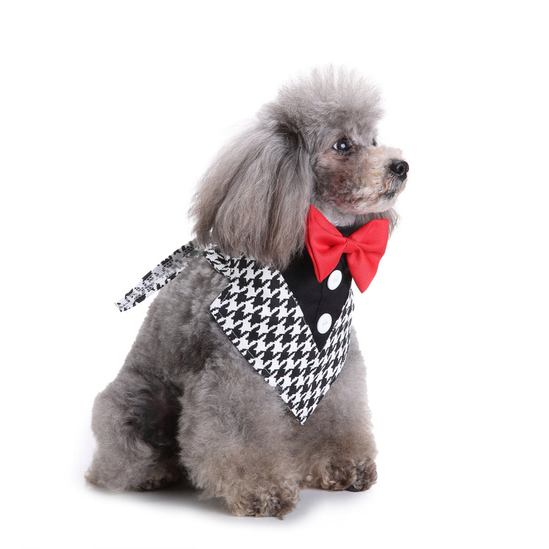 Formal Dog Bow Ties Tuxedo Bandana Collar with Bowtie Adjustable Neckerchief for Party