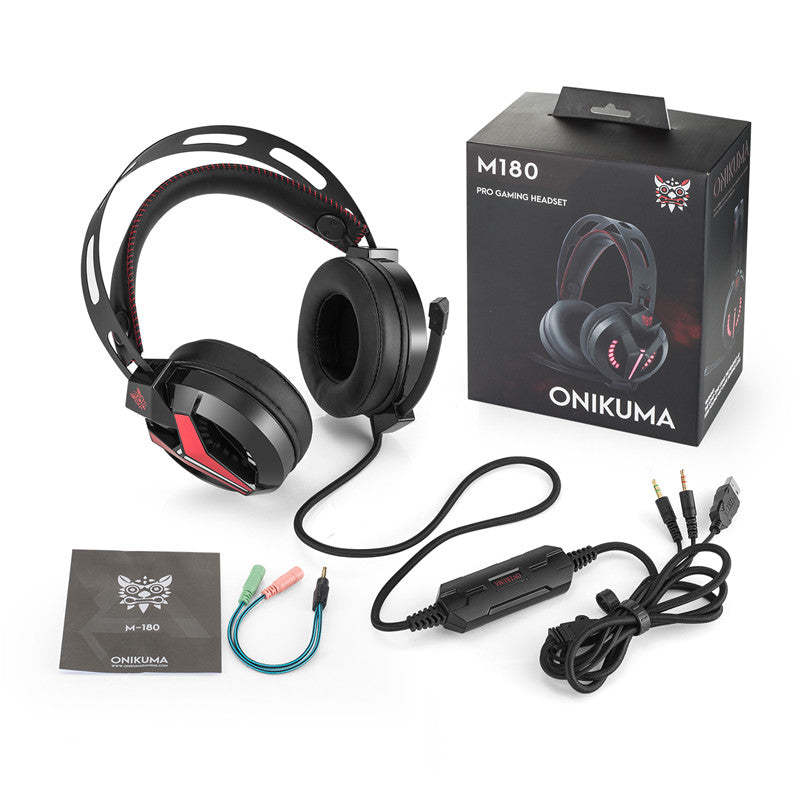 ONIKUMA M180 Gaming Headphone LED Light Professional Noise Reduction Wired Control Headset With Flexible Mic