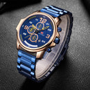 MINIFOCUS 0229G Full Steel Business Style Men Wristwatch Calendar Multifunction Quartz Watch