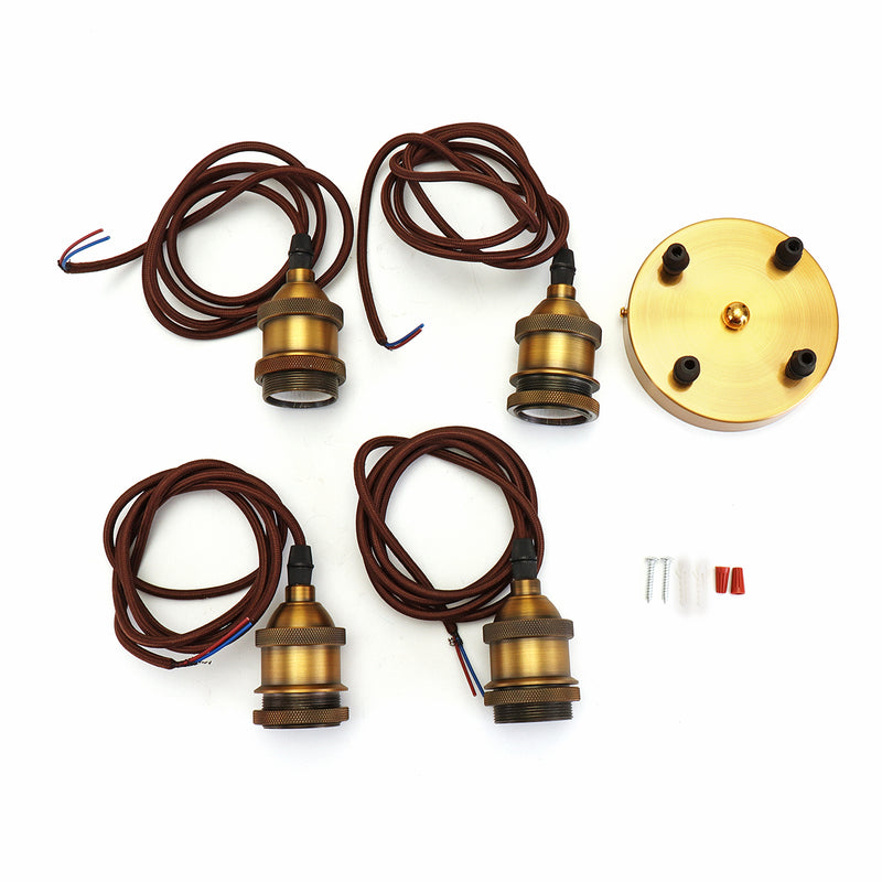 4-Light Modern Retro Industrial Pendant E27 Hanging Ceiling Light Table Lamp Cluster Holder
