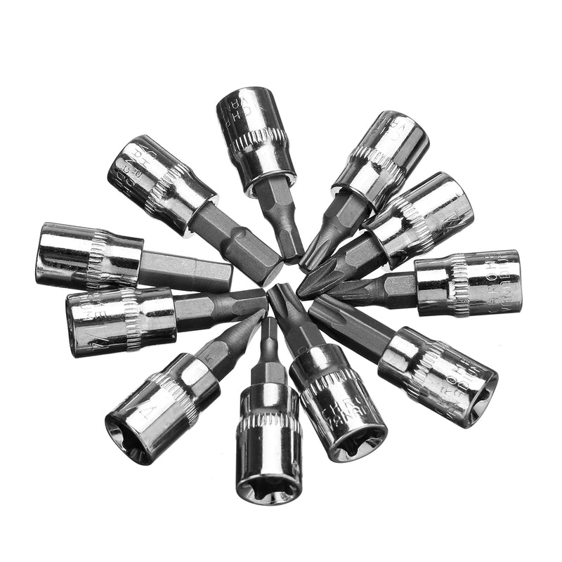 46Pcs Socket Wrench Set 1/4" Drive Ratchet Metric Kit Garage Car Motorcycle Repair Tools