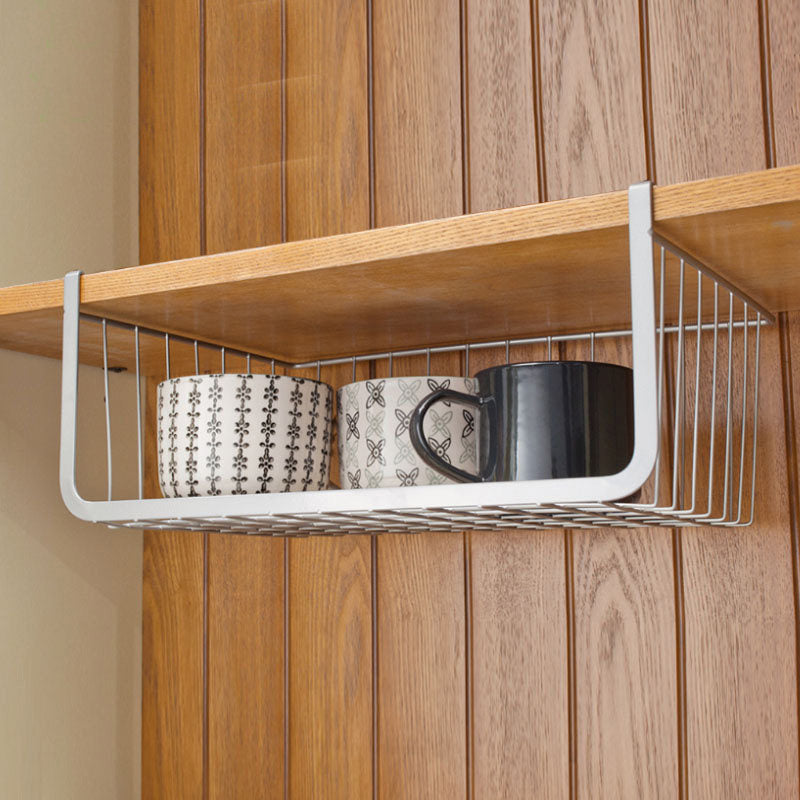 Multi-purpose Storage Basket Wardrobe Partition Metal Hanging Basket Refrigerator Rack Office Desktop Table Organizer Basket