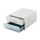 Jingcan JC-1017 Desktop Storage Box Simple Plastic 2 Drawers Storage Cabinet File Document Organizer for Office Home Students Dormitory