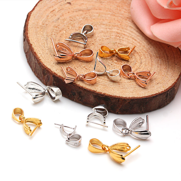 925 Pure Sterling Silver Oval Crystal Buckle Clip DIY Accessories Pendant Pin