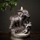 Ceramic Incense Burner Backflow Cone Waterfall Smoke Censer Holder Elephant Gift Decorations