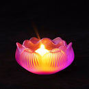 Color Lotus Diwali Glass Candle Holders Buddhism Religious Activities Ornaments Ghee Lamp Holder Candlestick