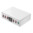 40W Intelligent USB Charger Desktop Charging Station Travel Adapter Digital 6-port USB Plug QC3.0 Fast Charge