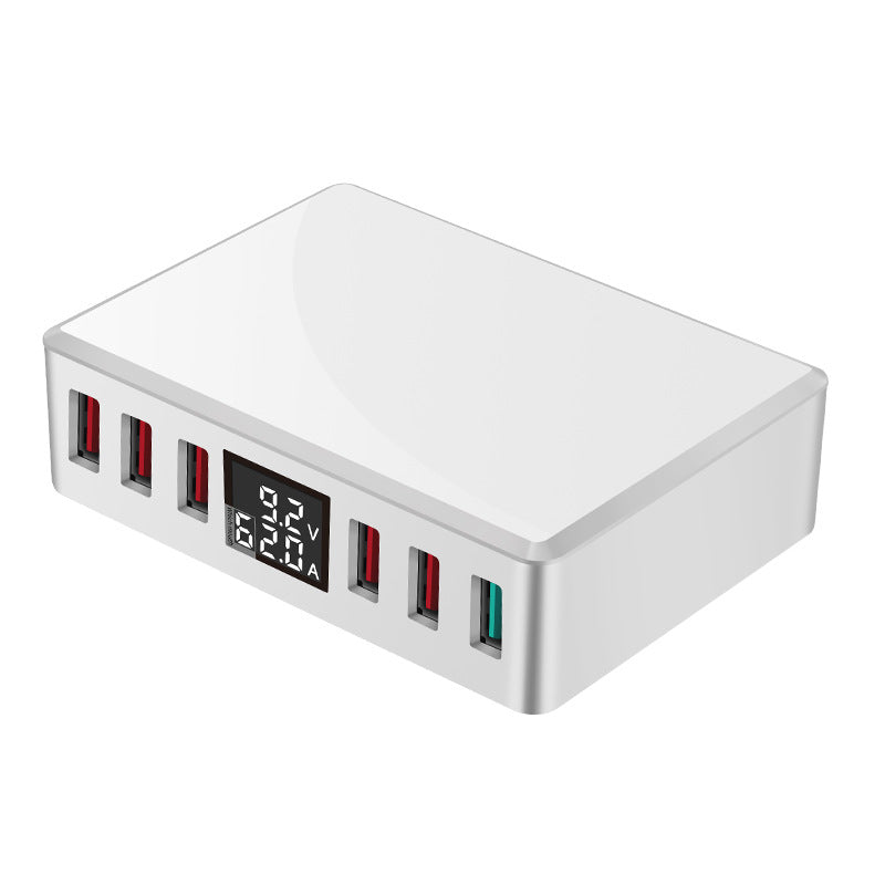 40W Intelligent USB Charger Desktop Charging Station Travel Adapter Digital 6-port USB Plug QC3.0 Fast Charge