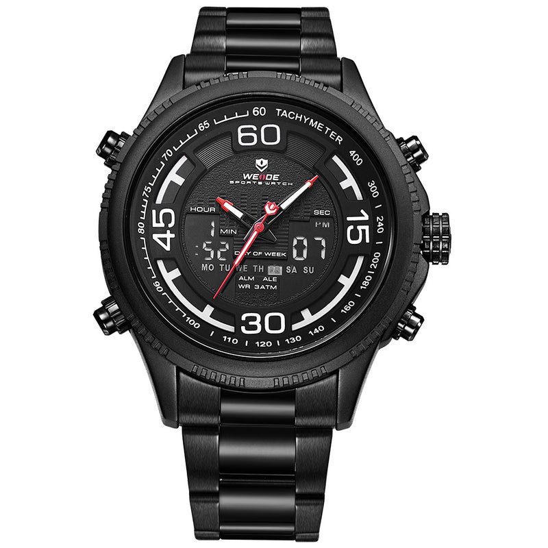 WEIDE 6306 Dual Display Digital Watch Alarm Calendar Luminous Display Stainless Steel Sport Watch