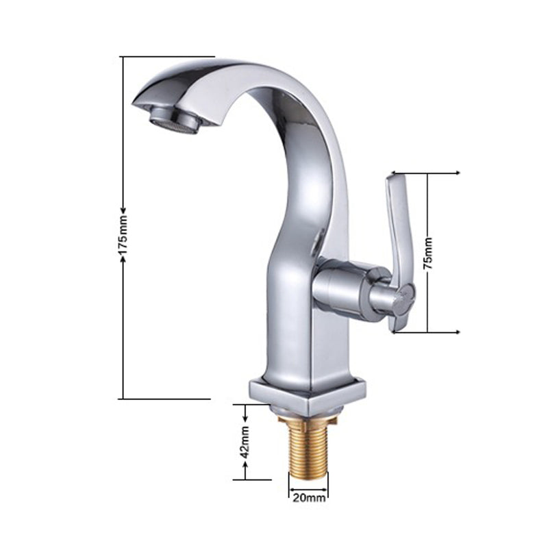 Modern Swan Neck Faucet Bathroom Sink Basin Deck Mount Sink Tap Cold Water