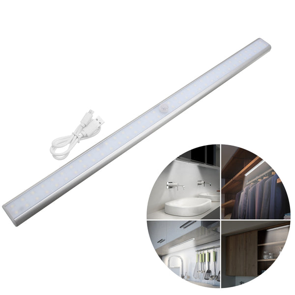 LUSTREON Wireless 68 LED PIR Motion Sensor Cabinet Light USB Rechargeable Magnetic Closet Wardrobe