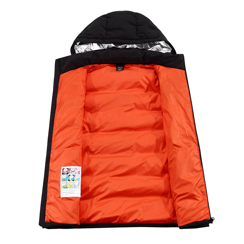 Waterproof USB Heated Warm Back Hooded Winter Antifouling Jacket Motorcycle Skiing Riding Coat