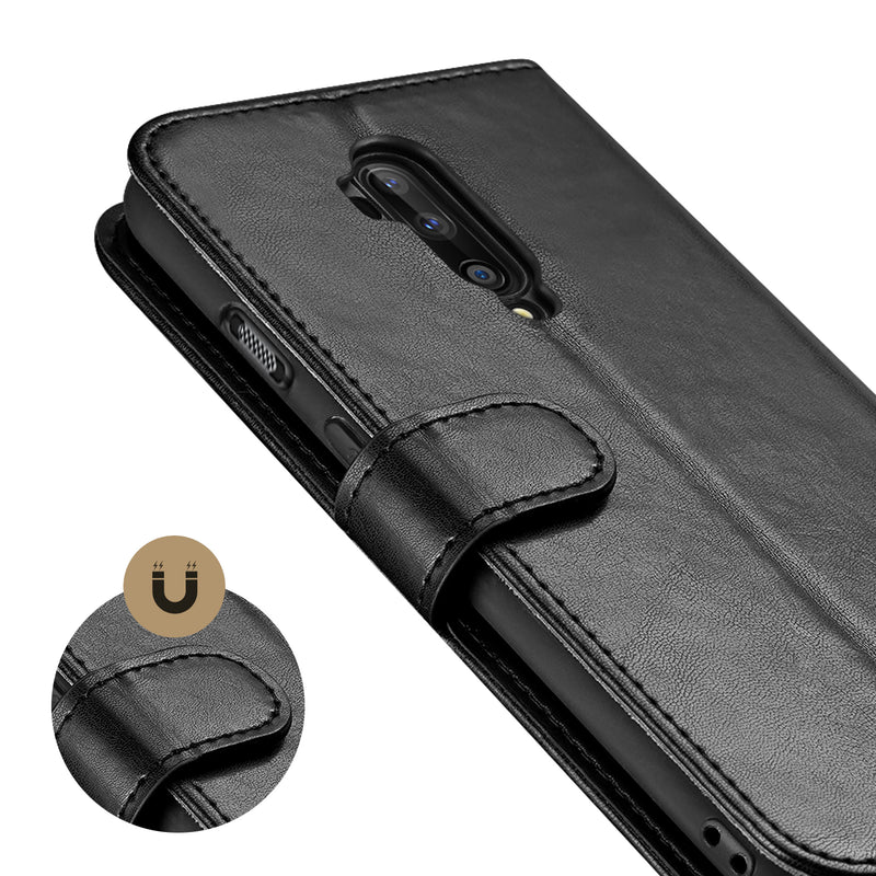 For OnePlus 7T Pro Case Bakeey Flip with Stand Card Slots PU Leather Full Cover Shockproof Soft Protective Case