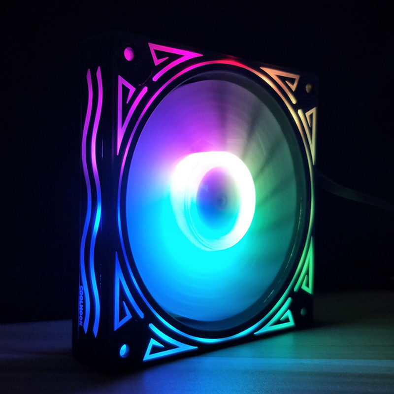 Coolmoon BILLOW 3PCS 120mm Multilayer Backlit RGB Cooling Fan Mute PC CPU Heatsink with the RF Wireless Remote Control