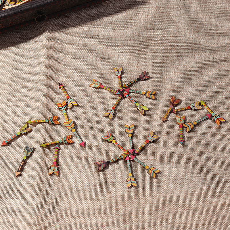 SOFO 50PCS Mixed Pattern Wooden Leathercraft Buttons for Embellishments Handmade DIY Handicraft Decor