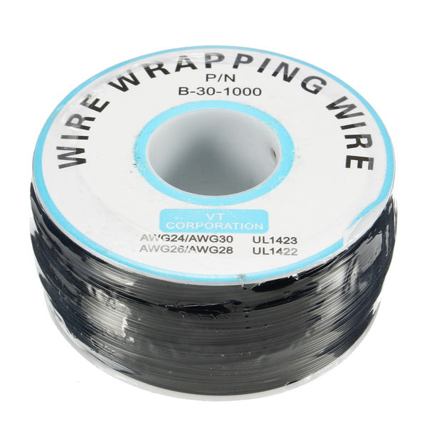 5pcs Black 0.55mm Circuit Board Single-Core Tinned Copper Wire Wrap Electronic Wire Jumper Cable